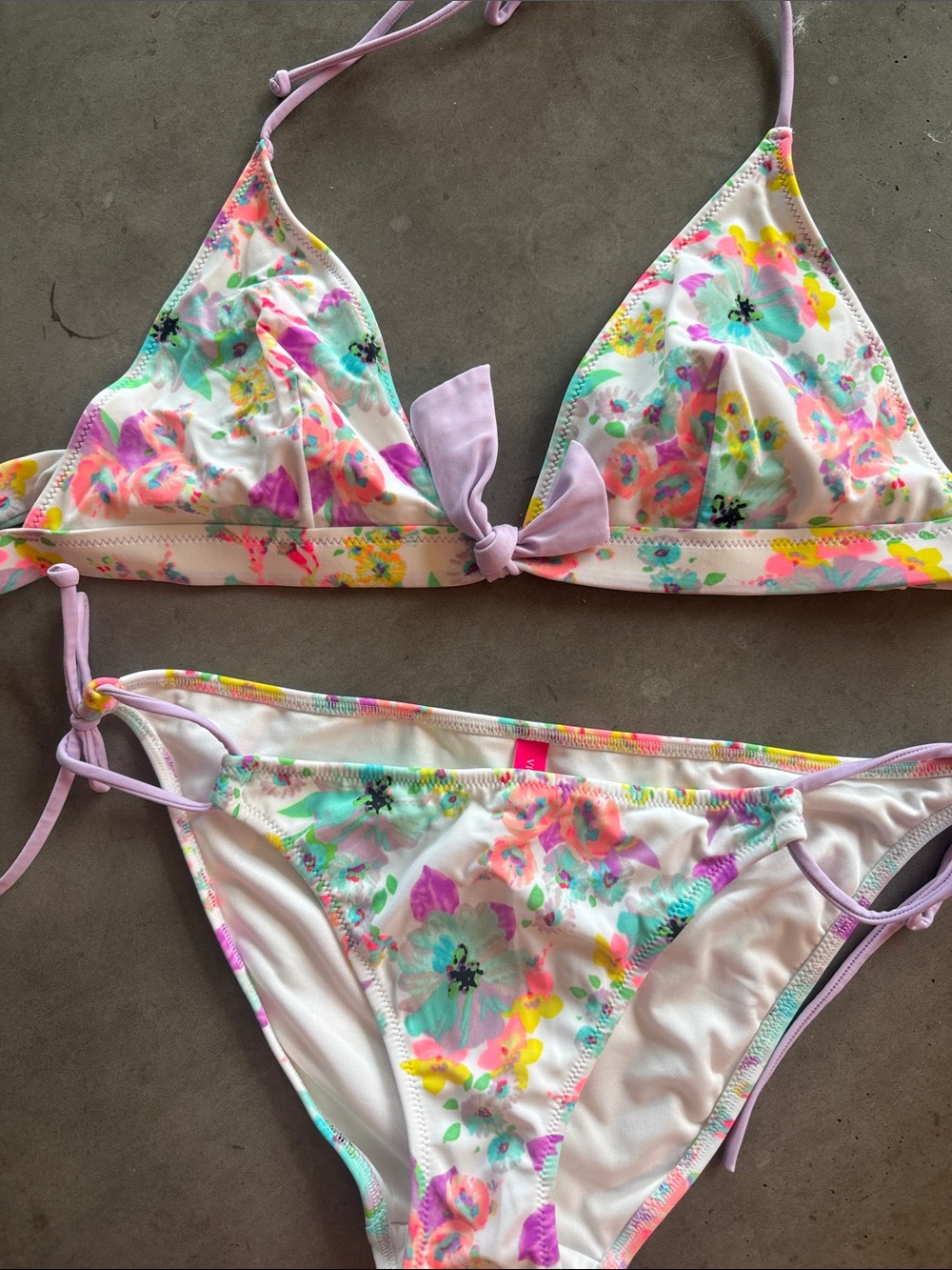 Victoria's Secret Pastel Floral Bikini in White and Pink